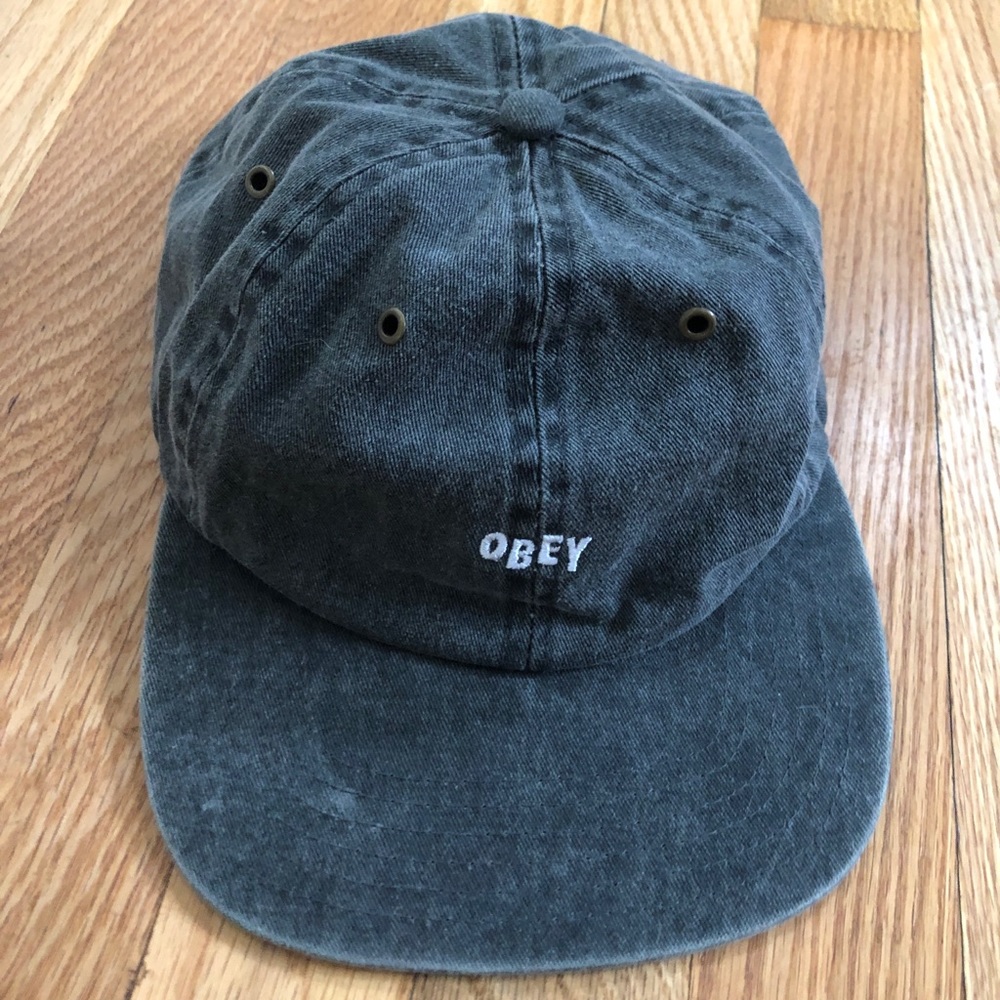 OBEY Jumble Strapback Dad Hat Gray Wash